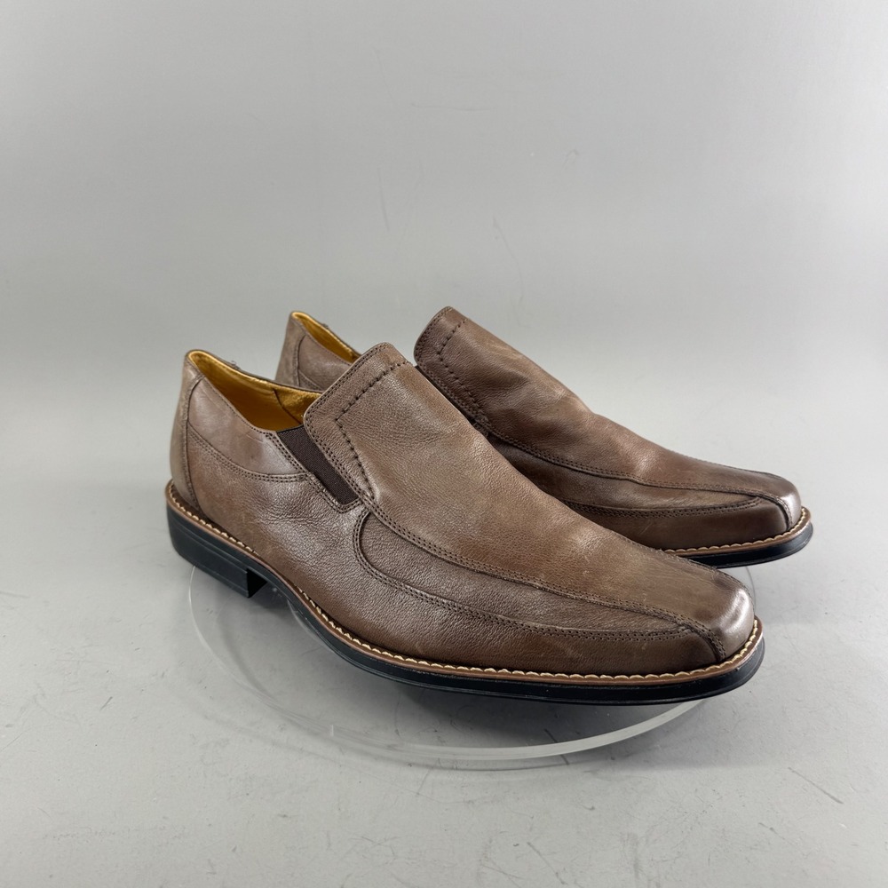 Sandro Moscoloni Mens Leather Slip On Loafers Square Toe Dress Shoes Brown 13D